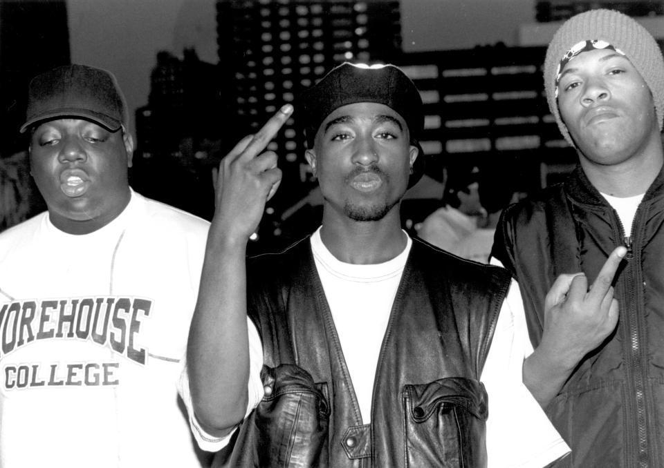  Notorious BIG - pictured left - was implicated in his crime and was later also killed