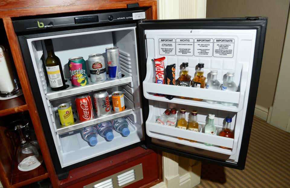 The cost of a drink or snack in the hotel minibar is often several times the standard price