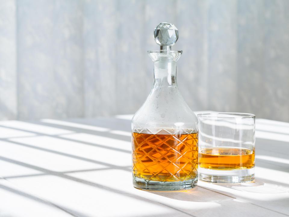  Whiskey usually has a slightly higher percentage, so make sure you don't overdo it