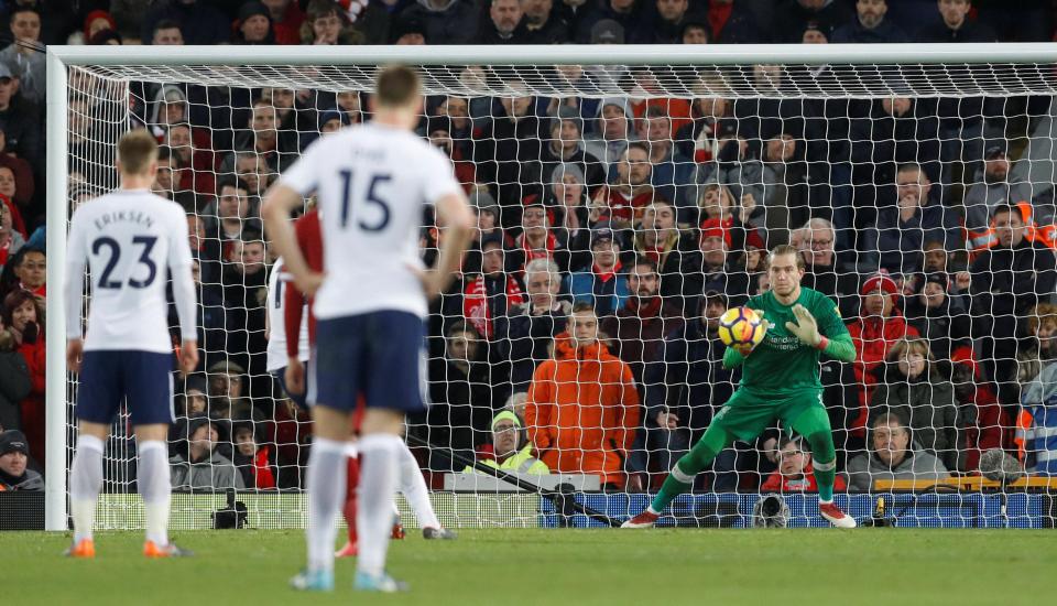 Loris Karius was pleased after saving Kanes first penalty