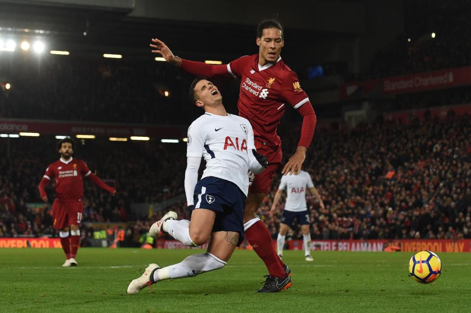  Virgil van Dijk brought down Erik Lamela in the box for the second pen