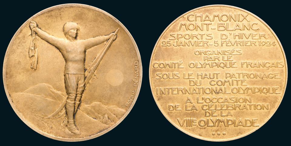  A gold winner's medal from the 1st Winter Olympic Games in Chamonix