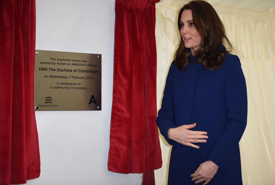  Seven-months pregnant, Kate appeared wrought with emotion as staff revealed a plaque in her honour