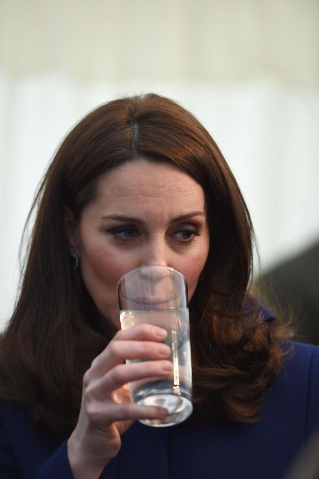  The Duchess of Cambridge ensures she remains hydrated during her visit