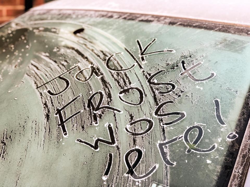  Someone felt cheeky and wrote this message on a frosty car window in Goldaming