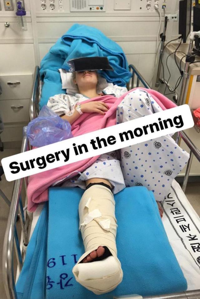  Snowboarder Katie Ormerod is hospital bound with a fractured heel