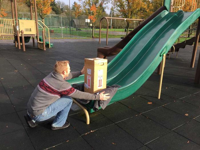  They even took the embryos on a slide and on a swing during the unusual photoshoot.