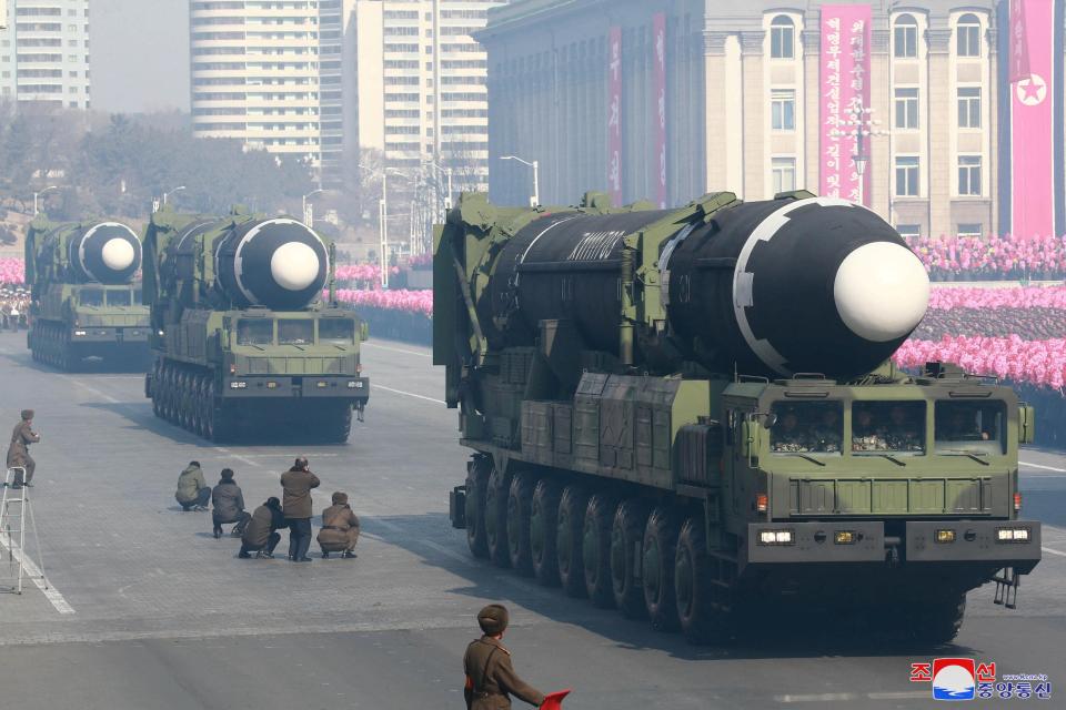  The disturbing photos emerge soon after Kim paraded his rockets through the streets of Pyongyang