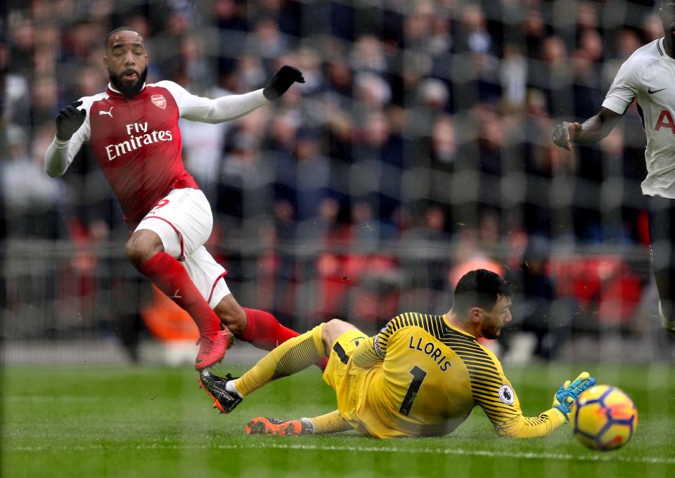  Lacazette could not find his way past Hugo Lloris at Wembley