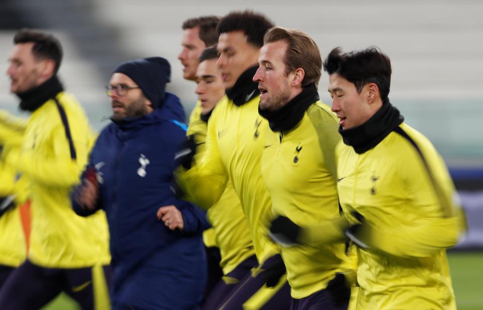 Tottenham have been training for their Euro clash with Juventus