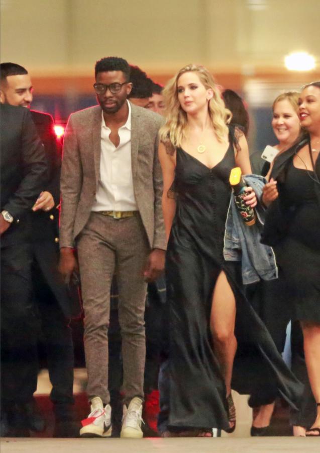  Another of Chris' exes, Jennifer Lawrence, was at the party. She arrived in a group of friends, including Amy Schumer