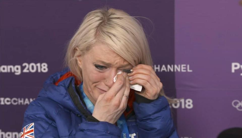  She had to pause to wipe the tears from her eyes after missing out on a medal