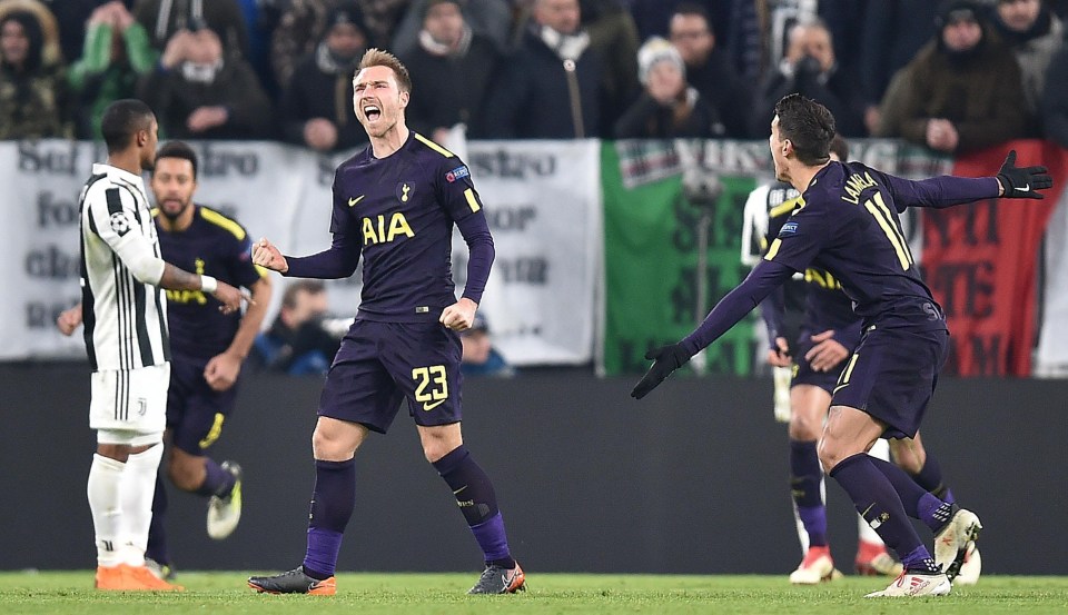 Christian Eriksen scored a free-kick as Tottenham fought back against Juventus