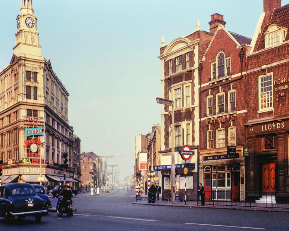  Aldgate East station in the 1960s. On the left is Gardiners department store, once a stalwart of the London shopping scene