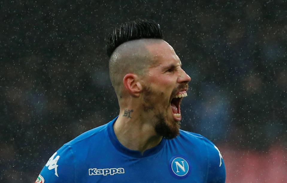  Marek Hamsik was sent off for breaking the corner flag