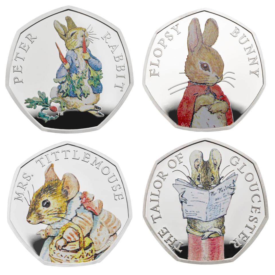  Four new Beatrix Potter themed coins are set to hit the market this year