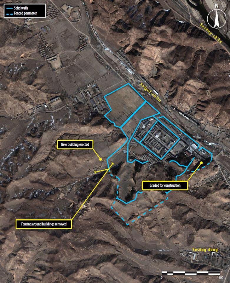  This satellite image shows new construction work at Camp 25 in North Korea