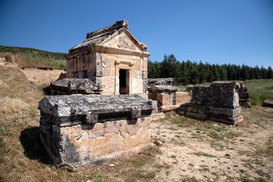 The ancient tombs in the necropolis in Hierapolis, Turkey