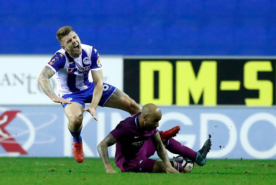  Fabian Delph went in hard on Max Power but many believe the red card was harsh