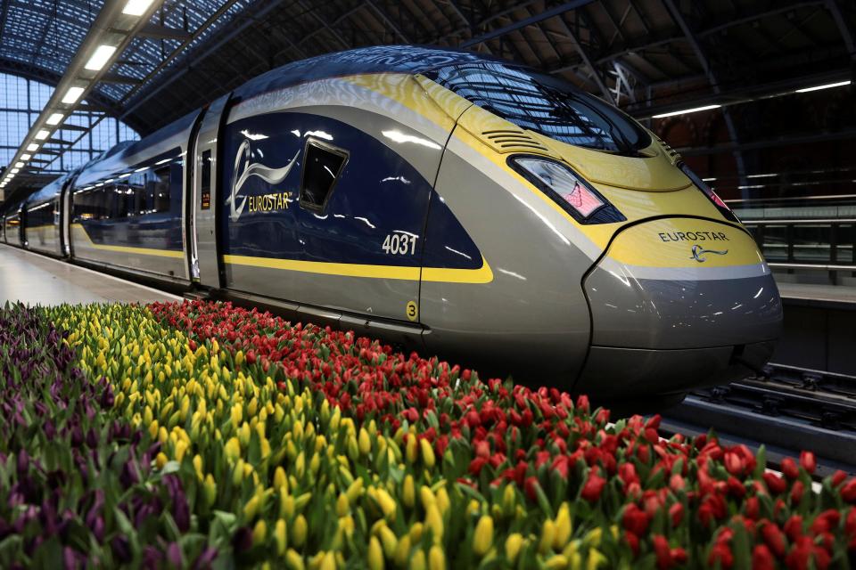  The Eurostar bound for Amsterdam at St Pancras station in London yesterday