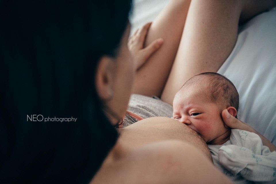 A baby is breastfed after being born 