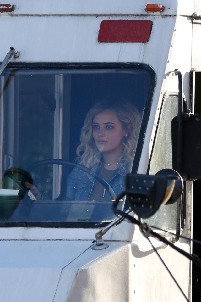  Katherine scrubs up well for her scene in an icecream truck before the blood bath