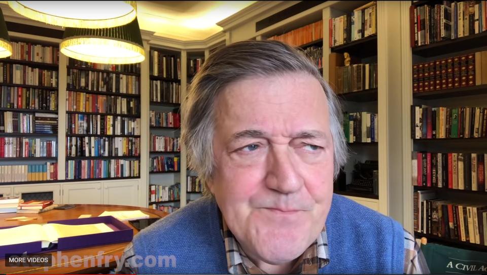  Stephen Fry look semotional as he annouces he has been battling prostate cancer for the last two months in a twitter video