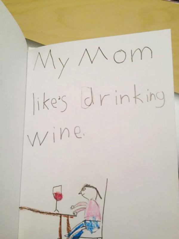  This kid has obviously noticed that their mum's Merlot isn't fruit juice