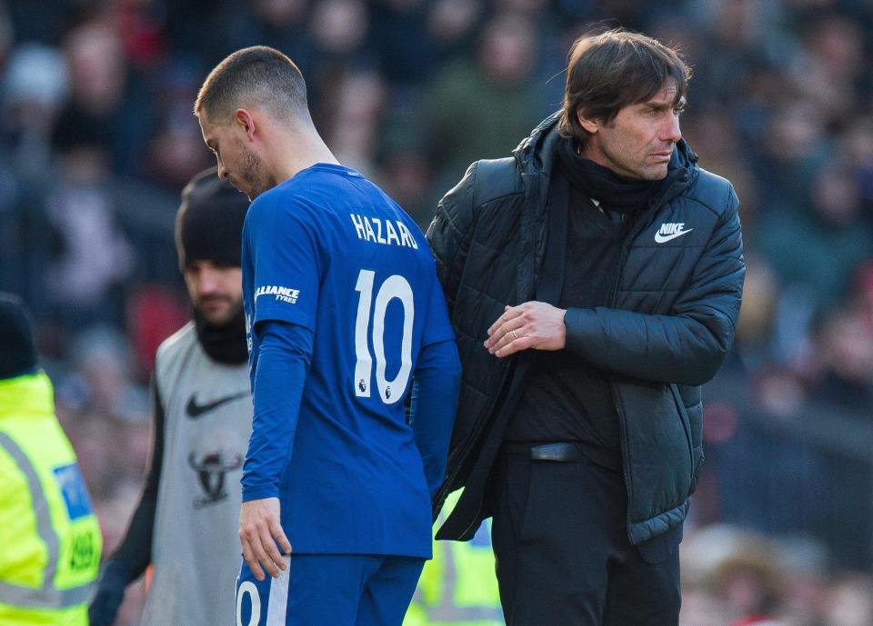 Antonio Conte has been criticised for subbing Eden Hazard against Man Utd