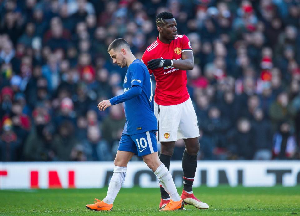 Hazard cut a despondent figure as he trudged off the field at Old Trafford