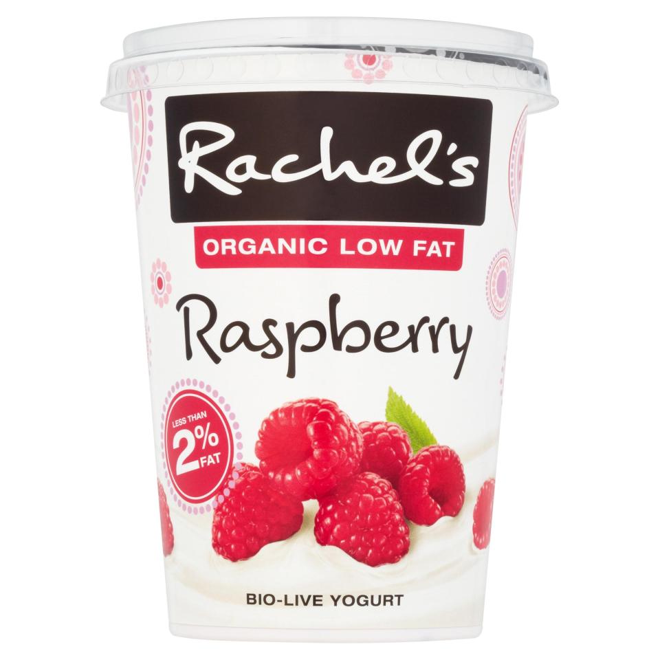  Rachel’s Organic has low-fat bio-live raspberry yogurt is two for £3 at Waitrose