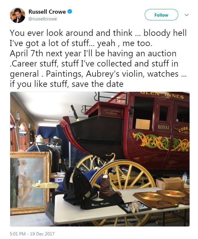  The actor took to Twitter to advertise the 223-piece auction