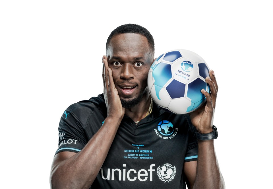 Usain Bolt will lead a world XI for Unicef at Old Trafford