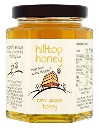  Hilltop Honey has raw acacia honey is £3.99 at Tesco