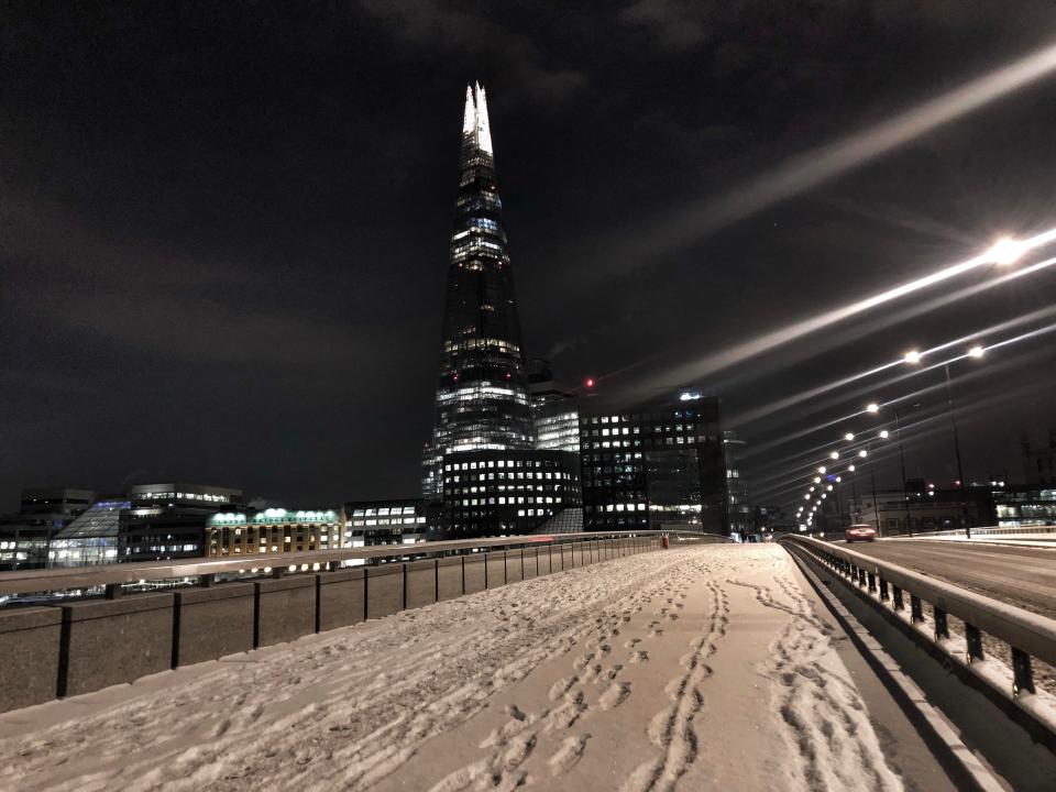 Londoners awoke to a snowy morning with around two inches on the ground in the centre of the capital