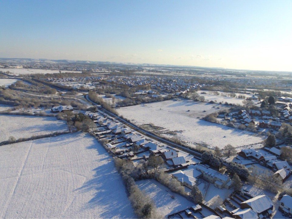 Drone shots of fresh snow fallen this morning in Kent