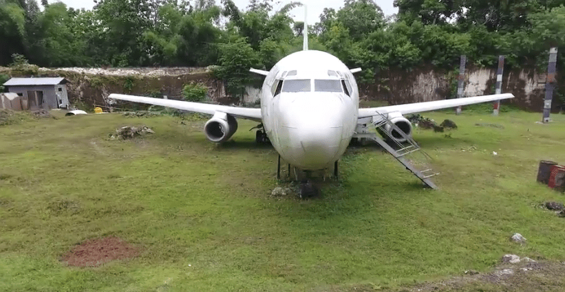  The Boeing 737 plane sits on private land and is monitored around the clock by a security guard