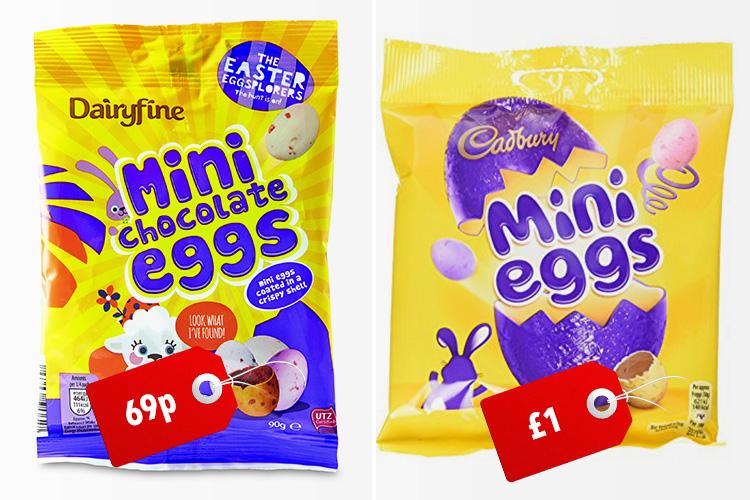 At a glance you can easily mistake the Aldi version for the branded mini eggs