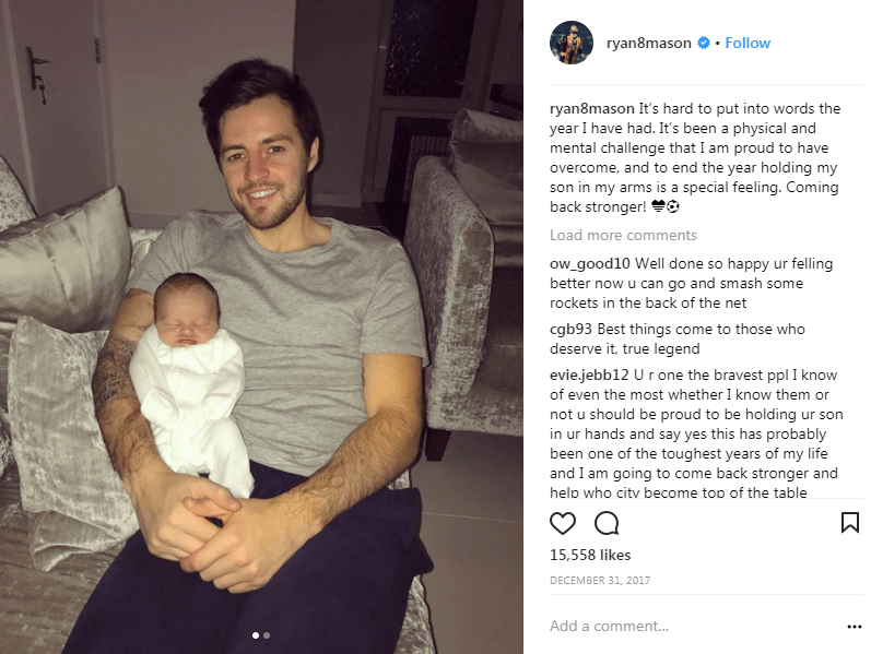 Ryan Mason posted this snap along with his new-born son George in December