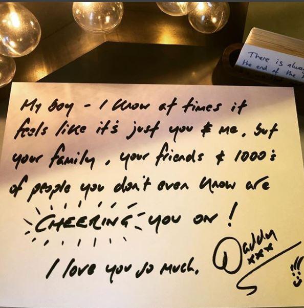  Simon Thomas wrote this sweet note for his son Ethan