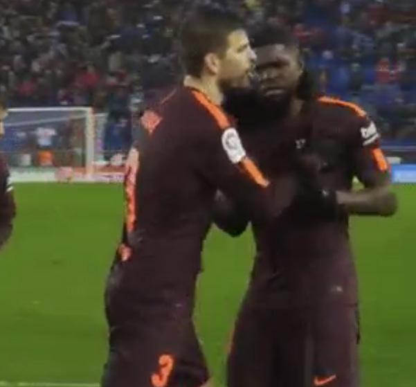  The Frenchman had to be restrained by team-mate Gerard Pique after the final whistle