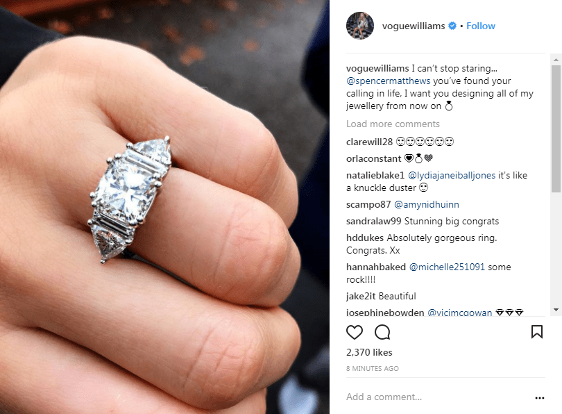 Her fans compared the stunning diamonds to a ‘knuckle duster’ because of its size