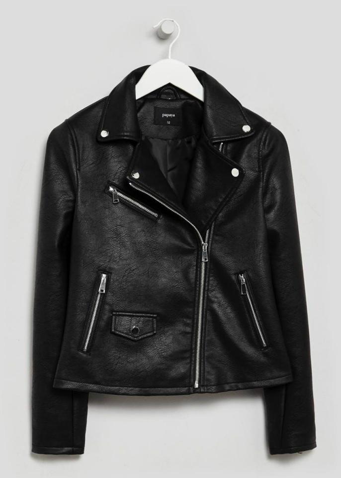 Lavish luxe meets biker chick with this fully-lined statement jacket