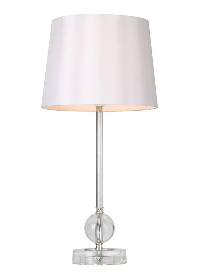 This stick-design table lamp has a crystal ball on the base. It's part of the Modern Glamour trend