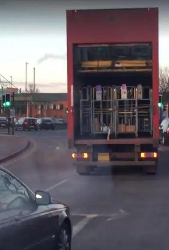  The lorry was spotted by a fellow road user in Sheffield with its doors wide open