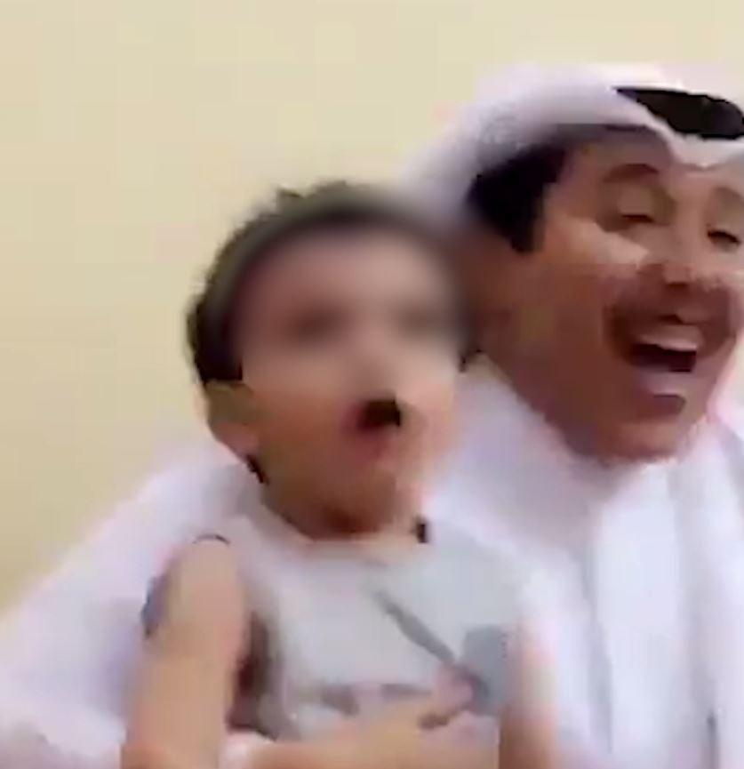  The man in his 20s then laughs as the toddler continues to cough