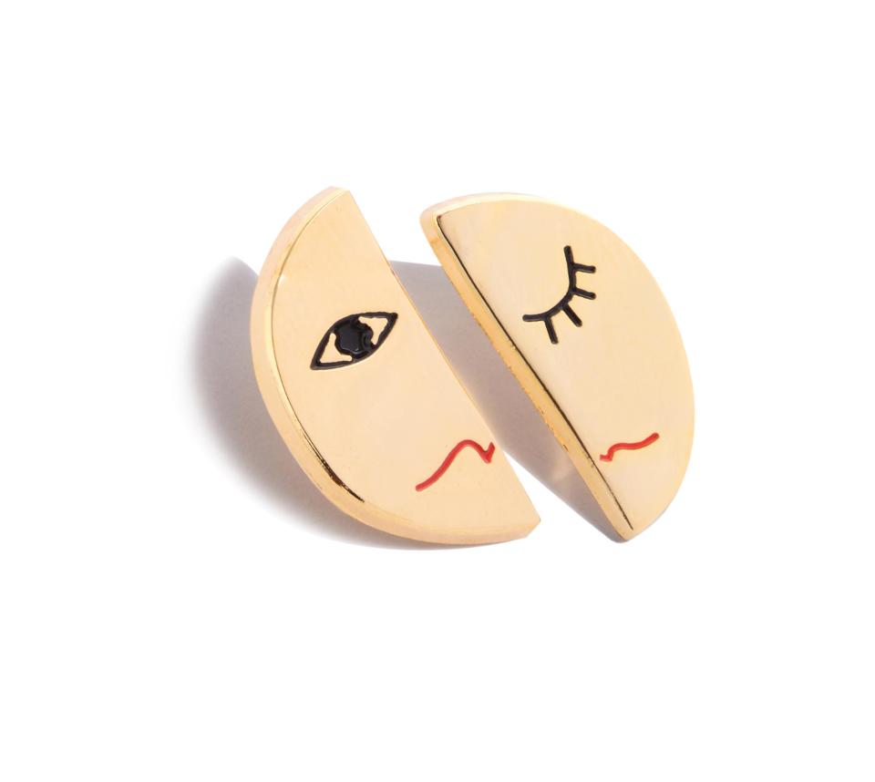  These simple mismatched studs are lightweight full of expression