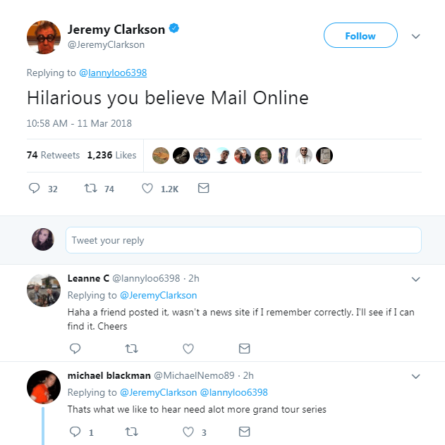 Jeremy appeared to suggest the reports were false 