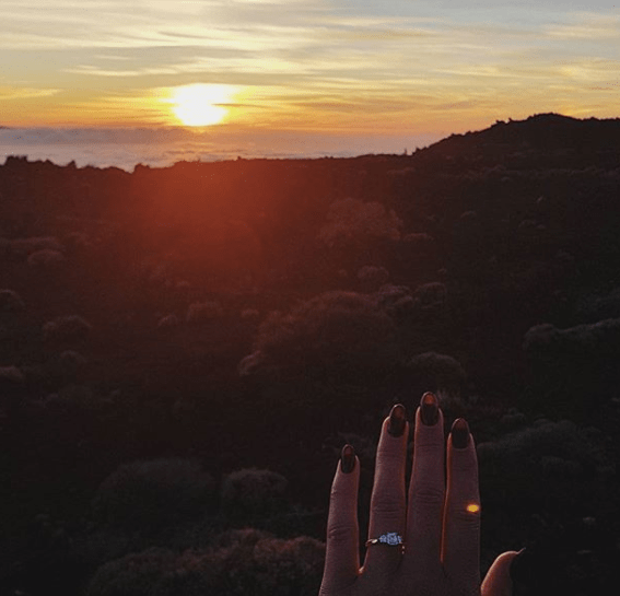  The singer posted a series of pictures on Instagram, including this one of Amy's diamond ring, to share their happy news