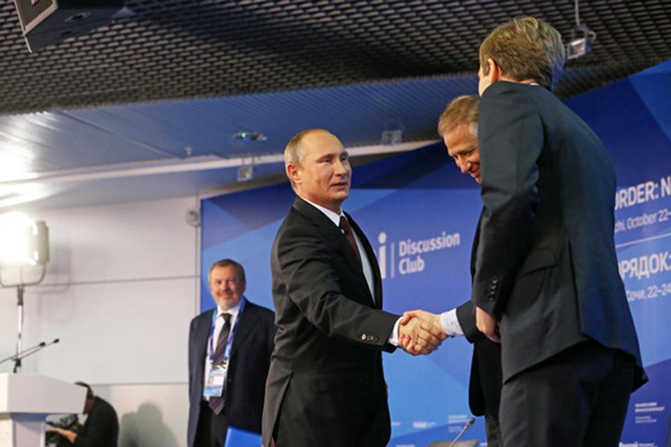  Seumas Milne pictured shaking hands with Vladimir Putin in Sochi